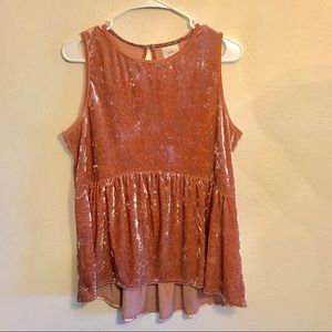 Pink velvet sleeveless peplum top by Knox Rose